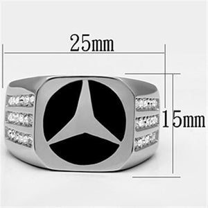 Stainless Steel Mercedes Ring - Kick Doors Apparel 