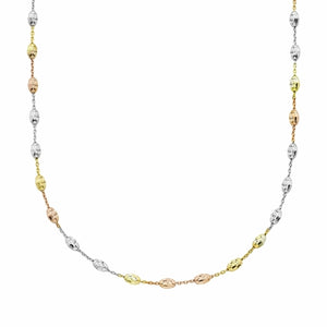 Tri-Tone Sterling Silver Moon Cut Chain Necklace - Kick Doors Apparel 