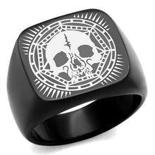 Load image into Gallery viewer, Stainless Steel &amp; Onyx Undead Ring - Kick Doors Apparel 