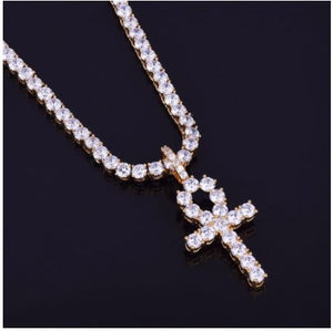 3MM Tennis Chain Ankh Cross - Kick Doors Apparel 