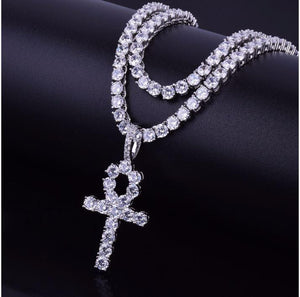 3MM Tennis Chain Ankh Cross - Kick Doors Apparel 