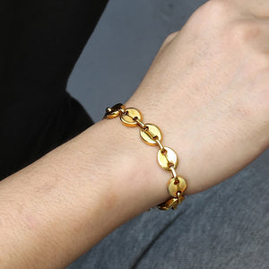 Geometric Coffee Bean Link Chain Bracelet - Kick Doors Apparel 