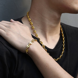 Geometric Coffee Bean Link Chain Bracelet - Kick Doors Apparel 